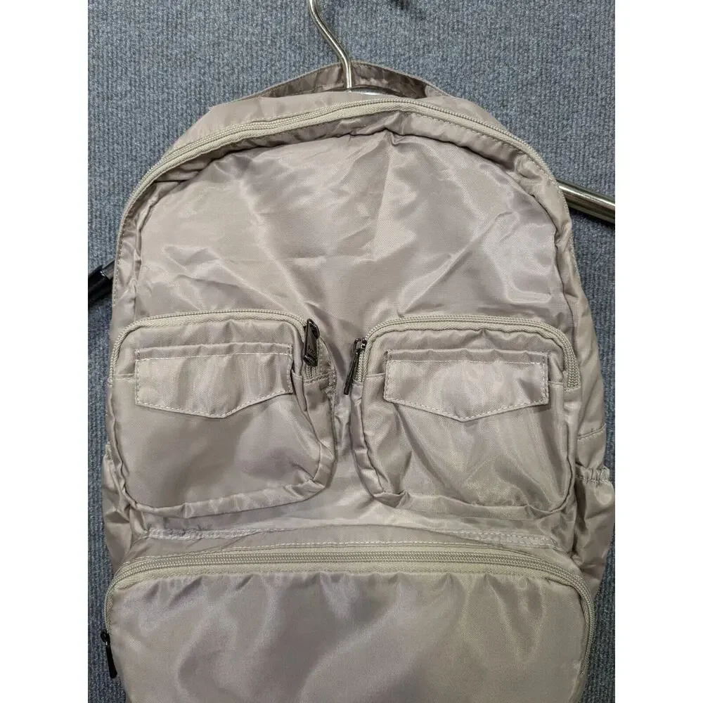 Lug Puddle Jumper Back Pack Womens Pockets Zip Nylon Solid Tan